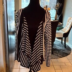 Alfani Black and White Striped Cardigan